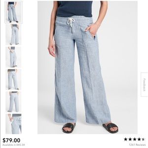 Athlete Cabo Linen Wide Leg Pant in Chambray